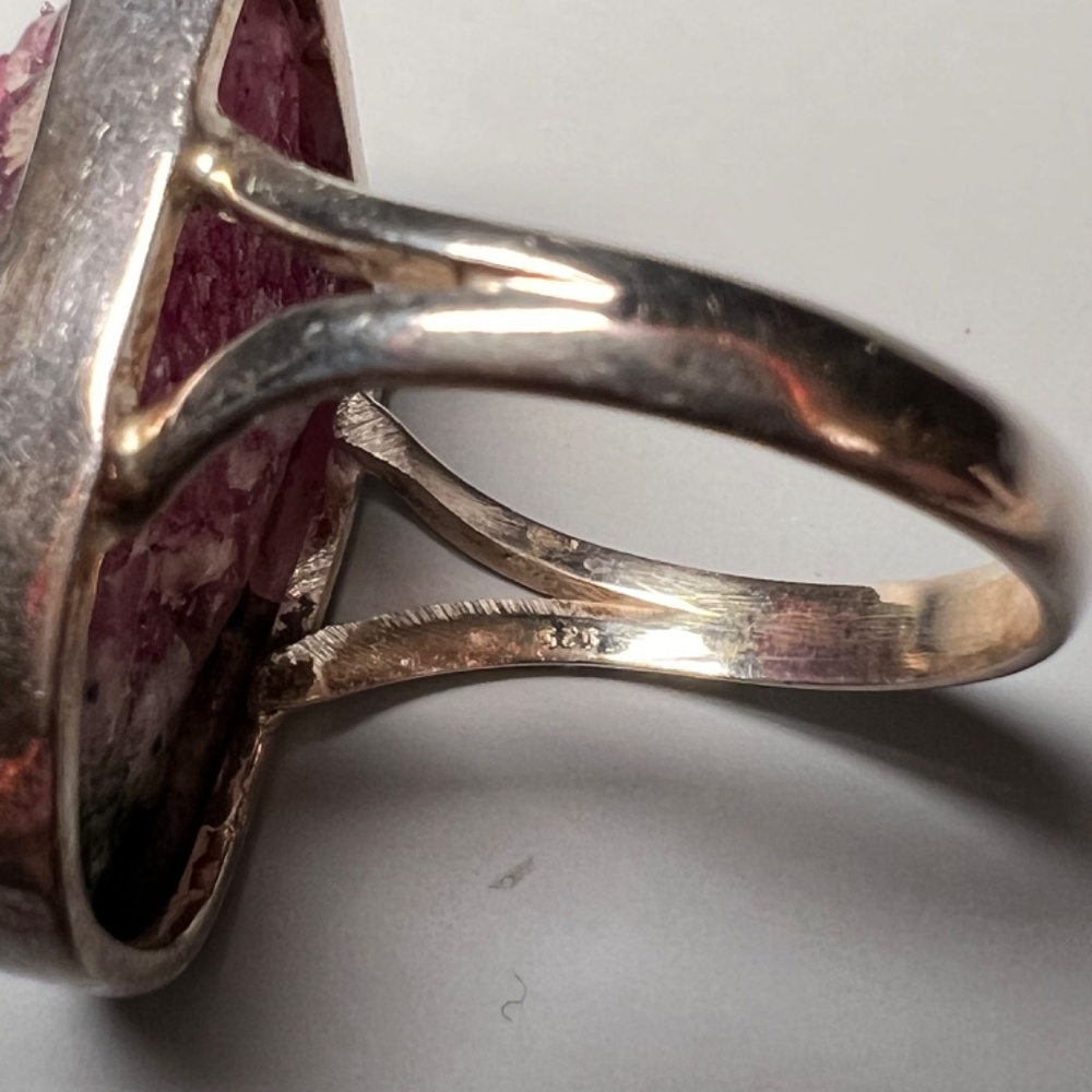 Raw Red, White & Green Watermelon Tourmaline Ring - Picture 3 of 8